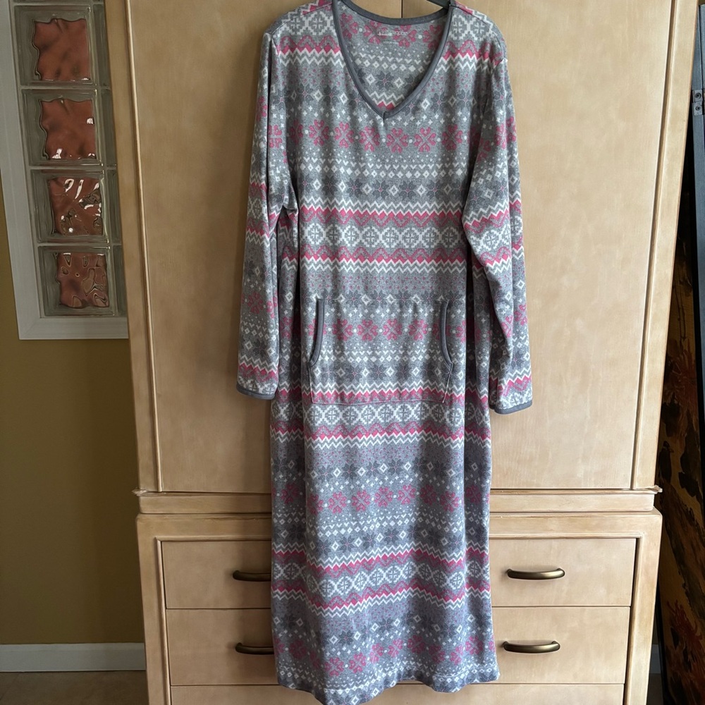 Comfort Code Lounge Dress Gray Print XL